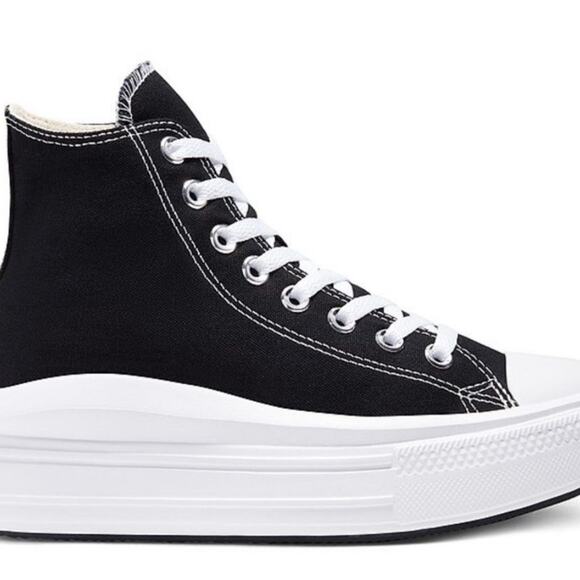 NEW CONVERSE HIGH TOP MOVE PLATFORM BLACK WHITE SZ 8.5 - Picture 9 of 10